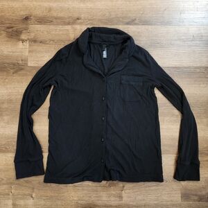 Skims Ribbed Black Pajama Shirt